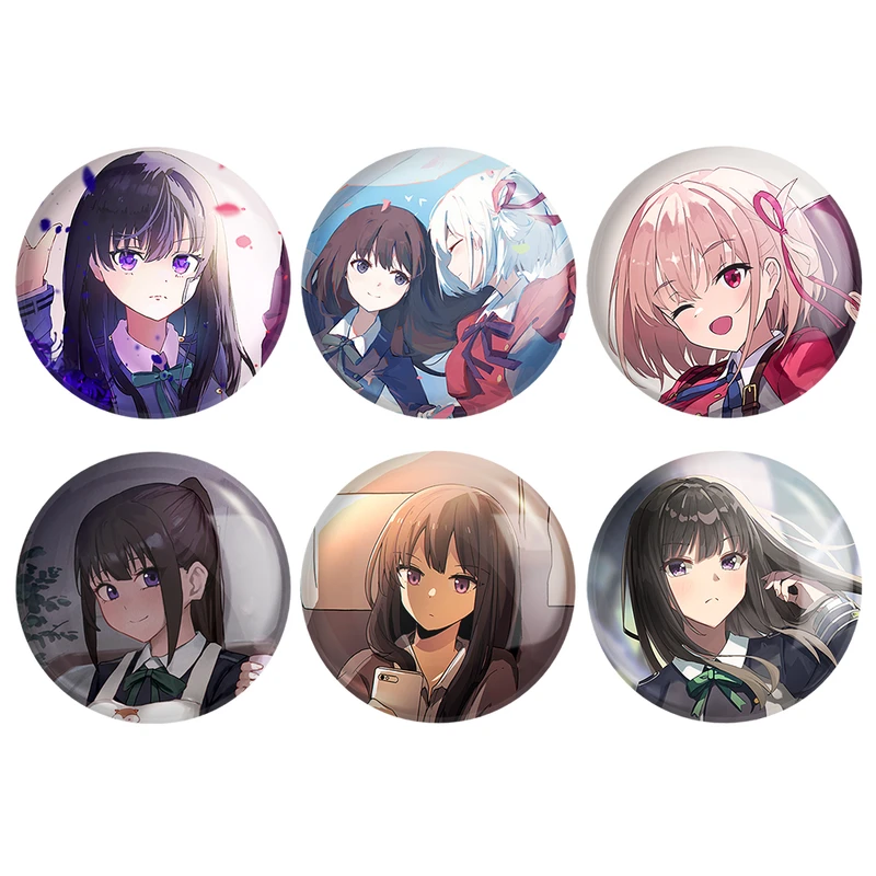 مگنت خندالو طرح انیمه لیکوریس ریکویل Lycoris Recoil کد 1421A مجموعه 6 عددی
