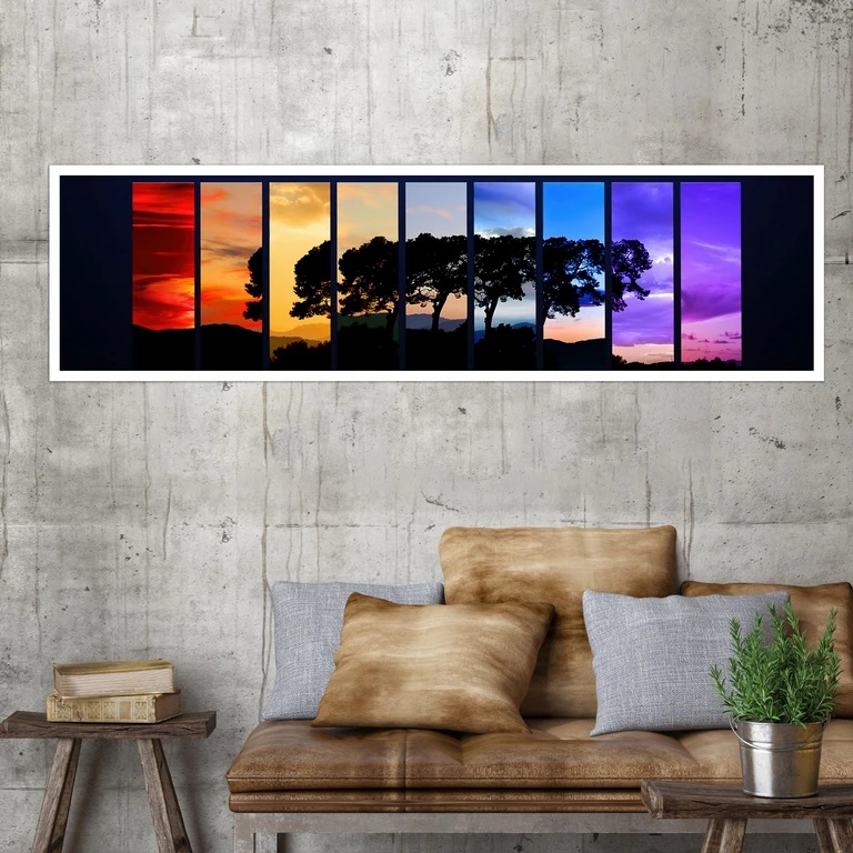 تابلو بکلیت طرح درخت و غروب مدل کشیده W-7761