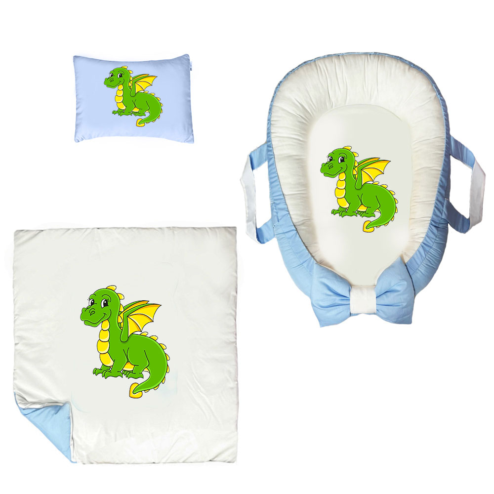 سرویس خواب سه تکه نوزاد ناریکو مدل گارد محافظ دار طرح اژدها کارتونی کد 0373