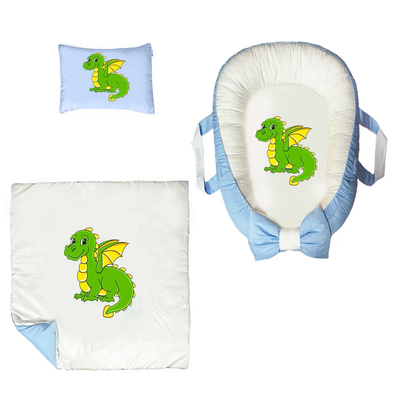 سرویس خواب سه تکه نوزاد ناریکو مدل گارد محافظ دار طرح اژدها کارتونی کد 0373