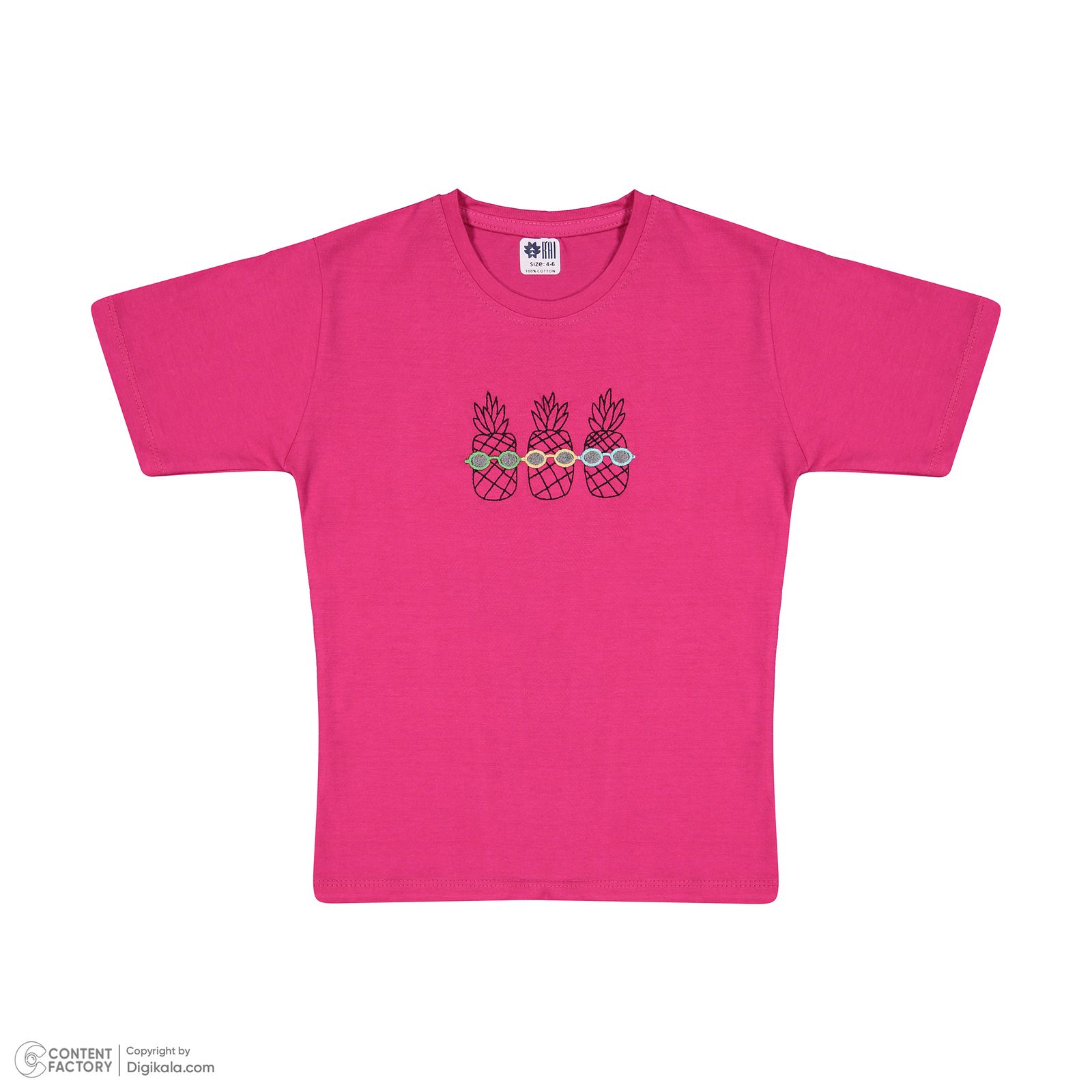 تی شرت آستین کوتاه دخترانه مادر مدل Pineapple-66 رنگ سرخابی -  - 2