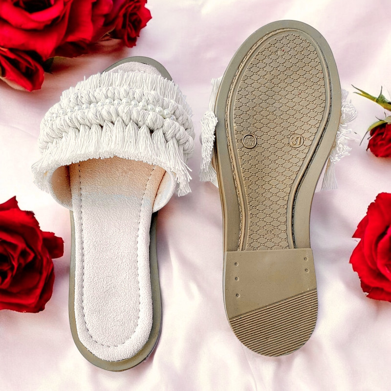 صندل زنانه مدل مکرومه کرم