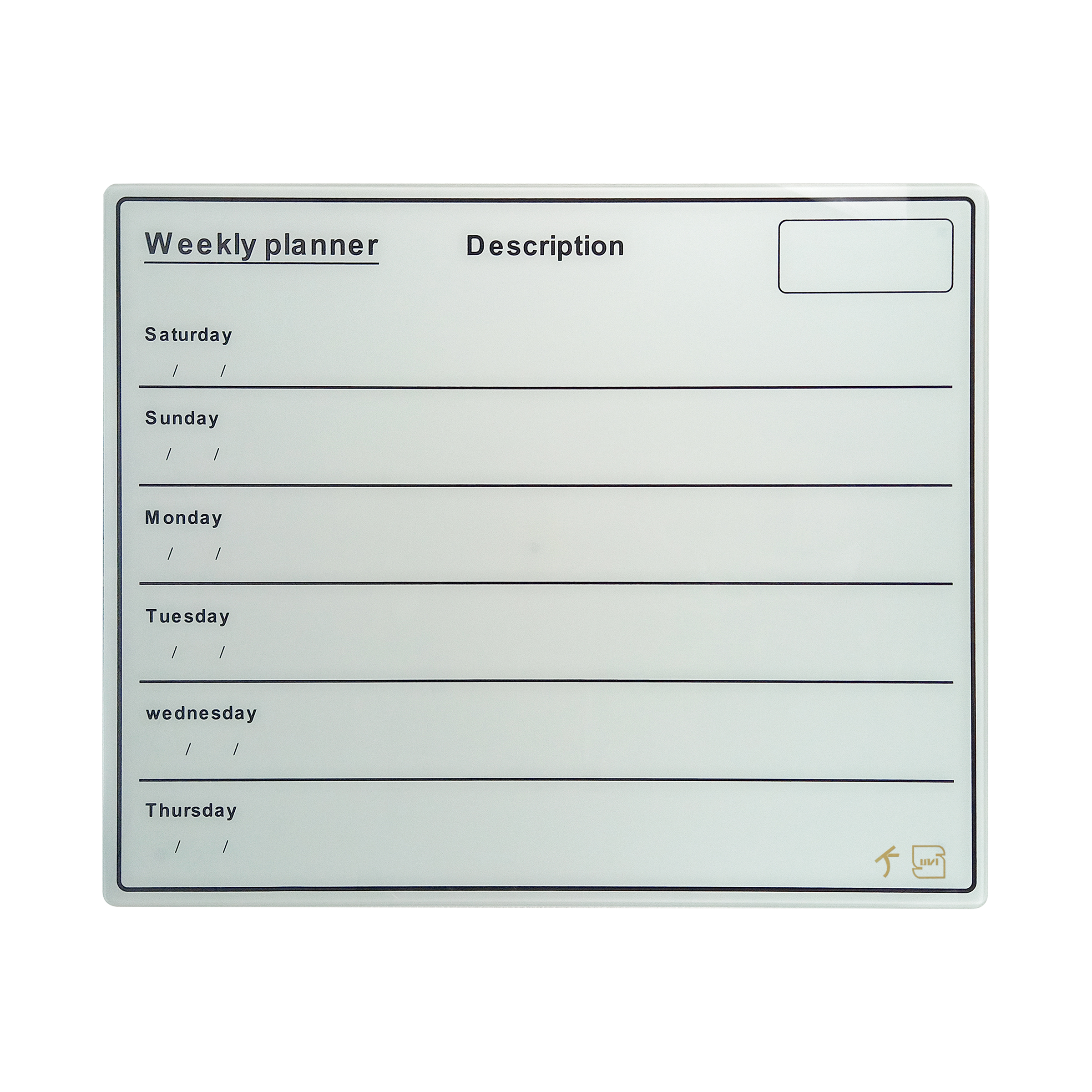 تخته وایت برد شیشه ای مدل Weekly Planner Board سایز 80 × 100 سانتی‌متر