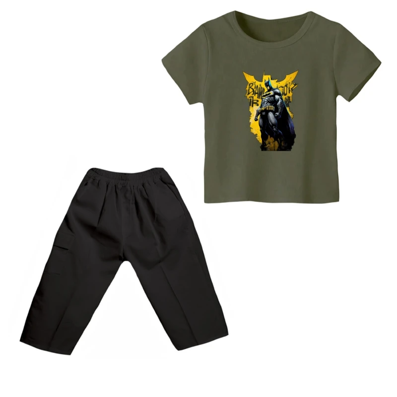 ست تی شرت و شلوارک پسرانه مدل بتمن کد ۳۳