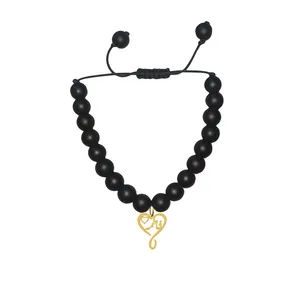 دستبند مهره ای زنانه هایکا مدل اسم فاطمه و قلب کد bd.h 315