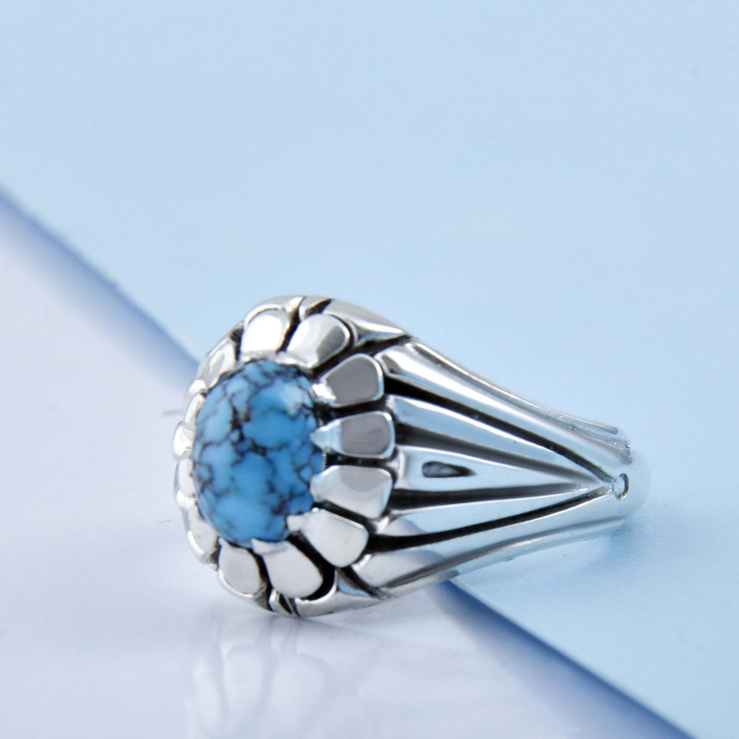 انگشتر نقره مردانه بازرگانی میلادی مدل رکاب سیلندری فیروزه نیشابور کد AM_4381 انگشتر نقره مردانه بازرگانی میلادی مدل رکاب سیلندری فیروزه نیشابور کد AM_4381