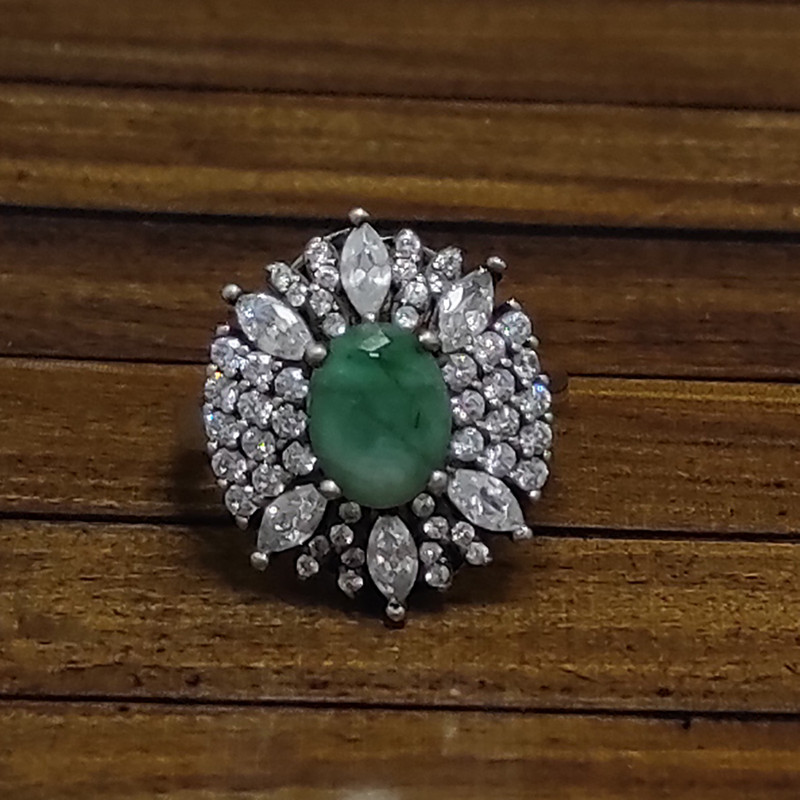 انگشتر نقره زنانه سلین کالا مدل زمرد طبیعی کد Mps-5