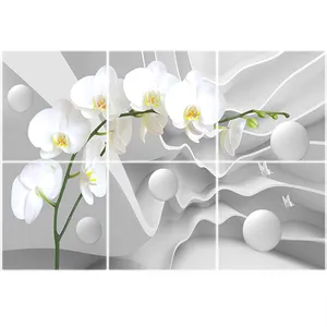تایل سقفی طرح سه بعدی شکوفه کد 3D 1697-6 سایز 60x60 سانتی متر مجموعه 6 عددی