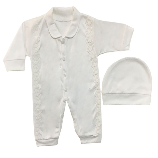 ست سرهمی و کلاه نوزادی مدل شکوفه کد 216