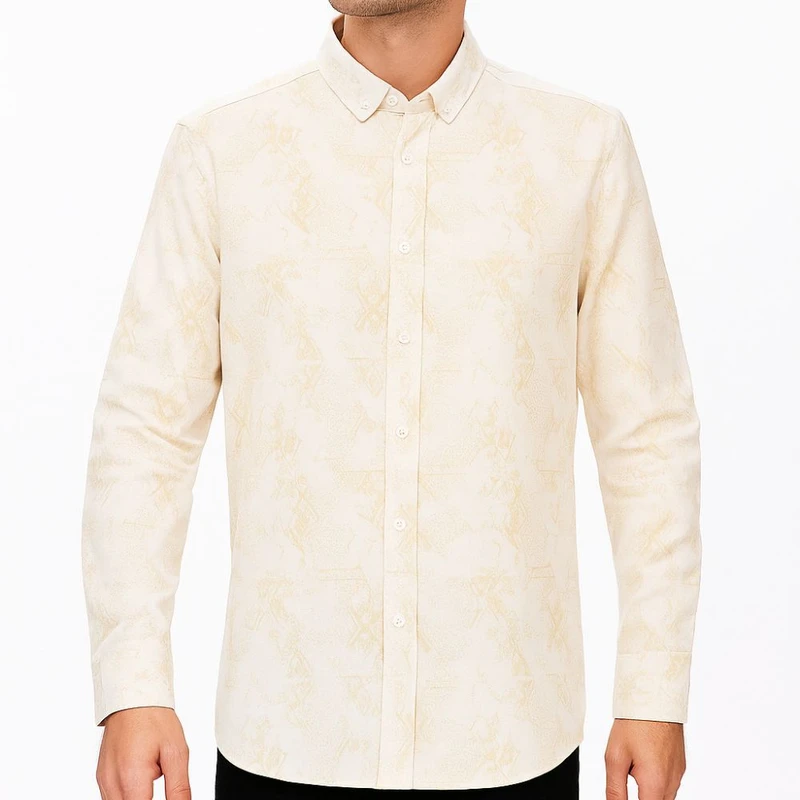 پیراهن آستین بلند یقه برگردان مردانه مدل کنفی