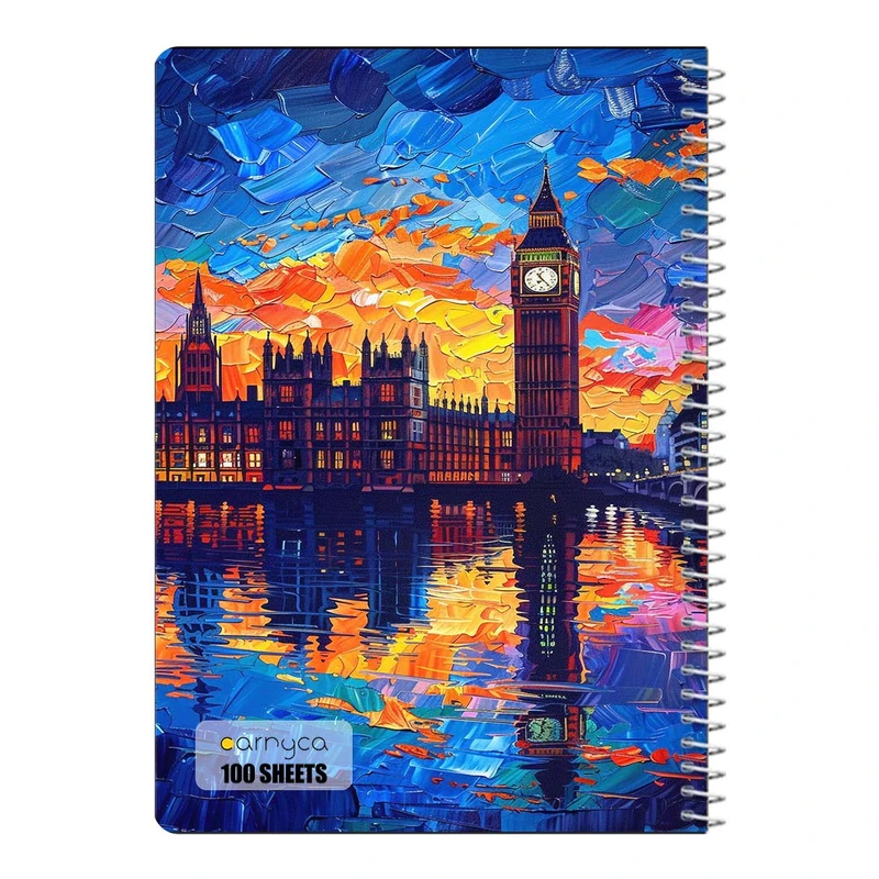 دفتر مشق 100 برگ سیمی کارنیکا طرح شب پرستاره فانتزی ون گوگ Fantasy Starry Night Van Gogh کد 20875