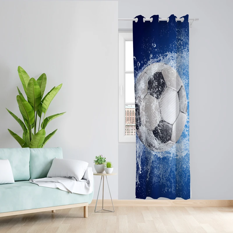 پرده طرح توپ فوتبال مدل مخمل پانچی کد 4764 z سایز 140x200 سانتی متر