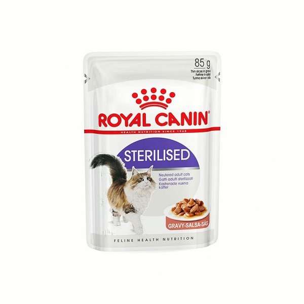 غذای پوچ گربه بالغ عقیم شده رویال کنین مدل STERILISED وزن 85 گرم
