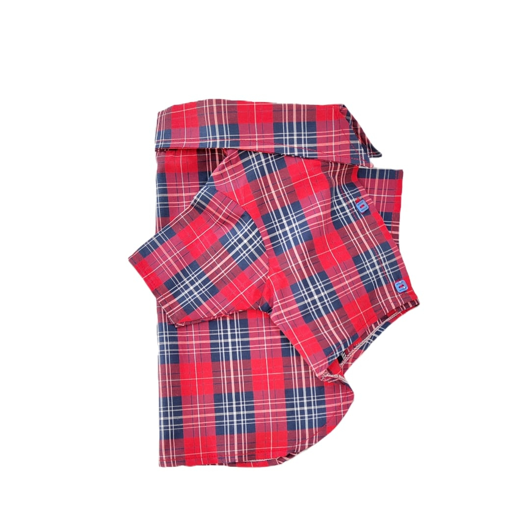 لباس سگ و گربه و خرگوش مدل بلوز چهارخانه سایز S به همراه پاپیون