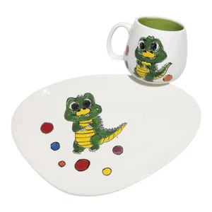 ست ماگ و بشقاب سرامیکی مدل تمساح کودکانه 0570401