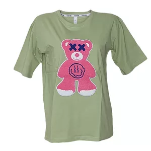 تی شرت لانگ آستین کوتاه  زنانه مدل خرس برجسته کد 3