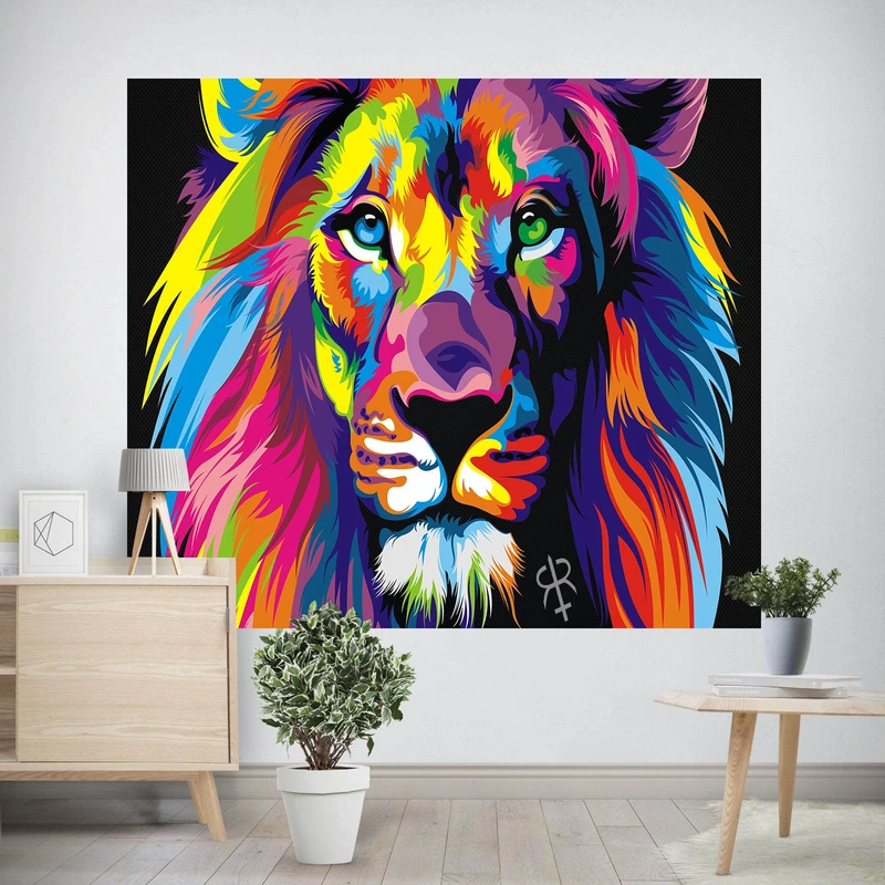 پوستر پارچه ای طرح شیر مدل بکدراپ 16066