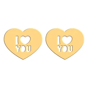 گوشواره طلا 18 عیار زنانه فرشته مدل طرح  WEL-000382 I LOVE YOU