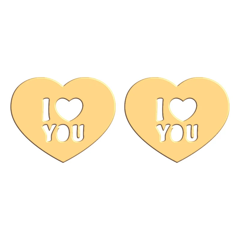گوشواره طلا 18 عیار زنانه فرشته مدل طرح  WEL-000382 I LOVE YOU