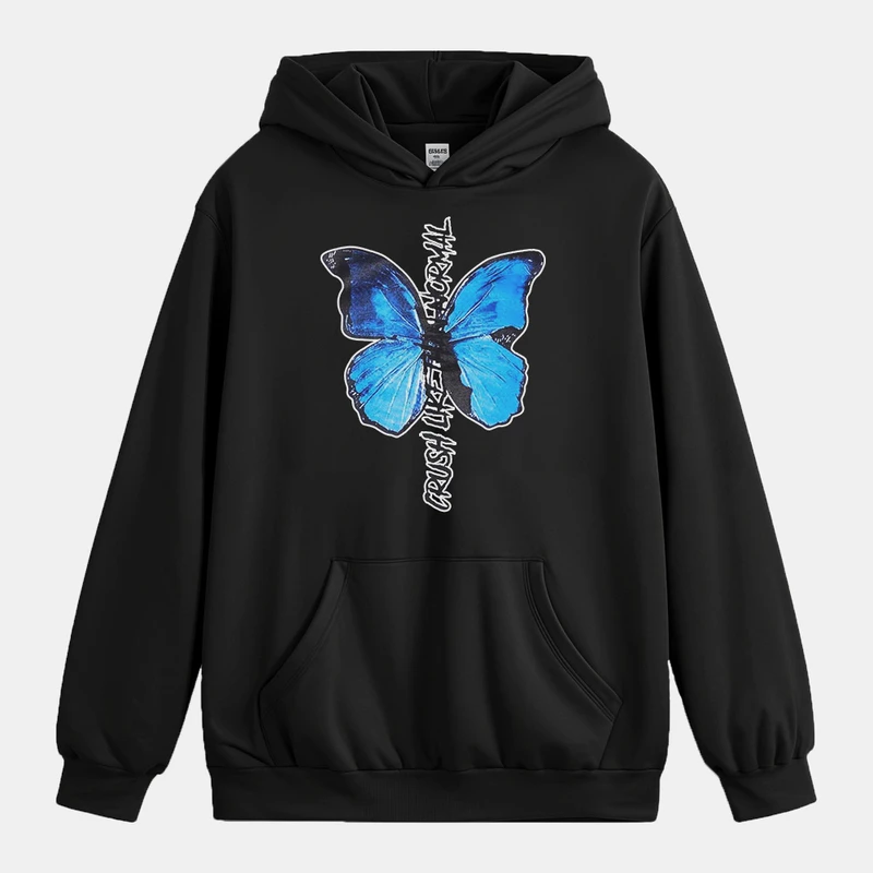 هودی مردانه باهرپوش شرق مدل پروانه تایپوگرافی کد z364