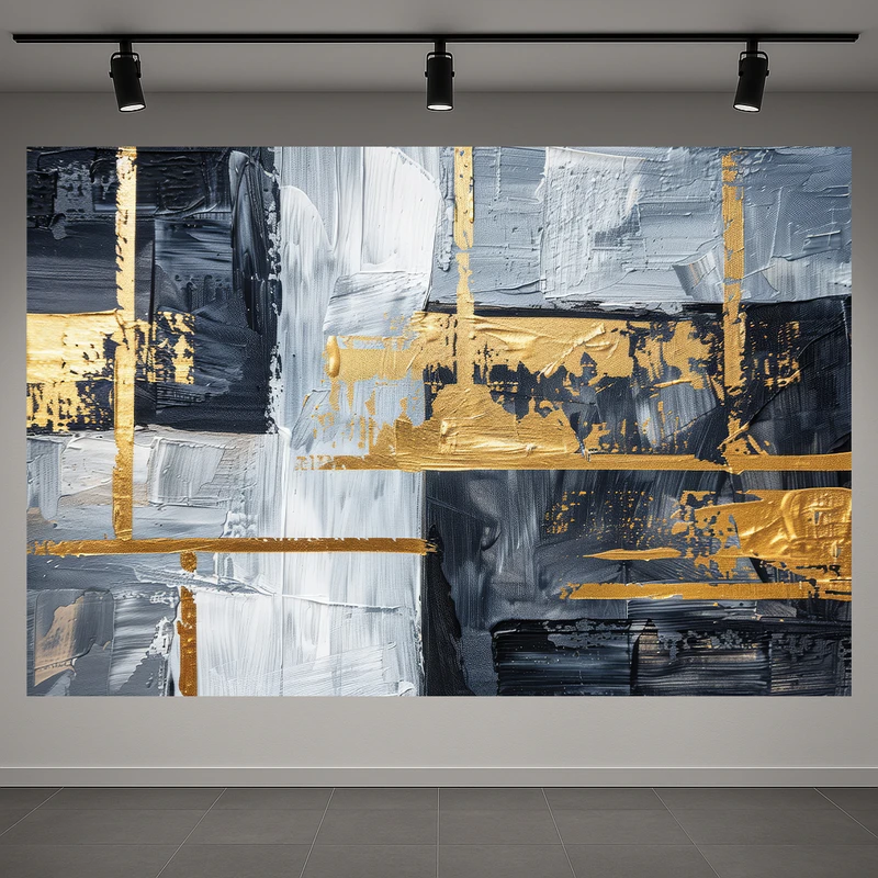 تابلو بوم طرح مخمل انتزاعی مدل رگه های طلا کد AR3060570