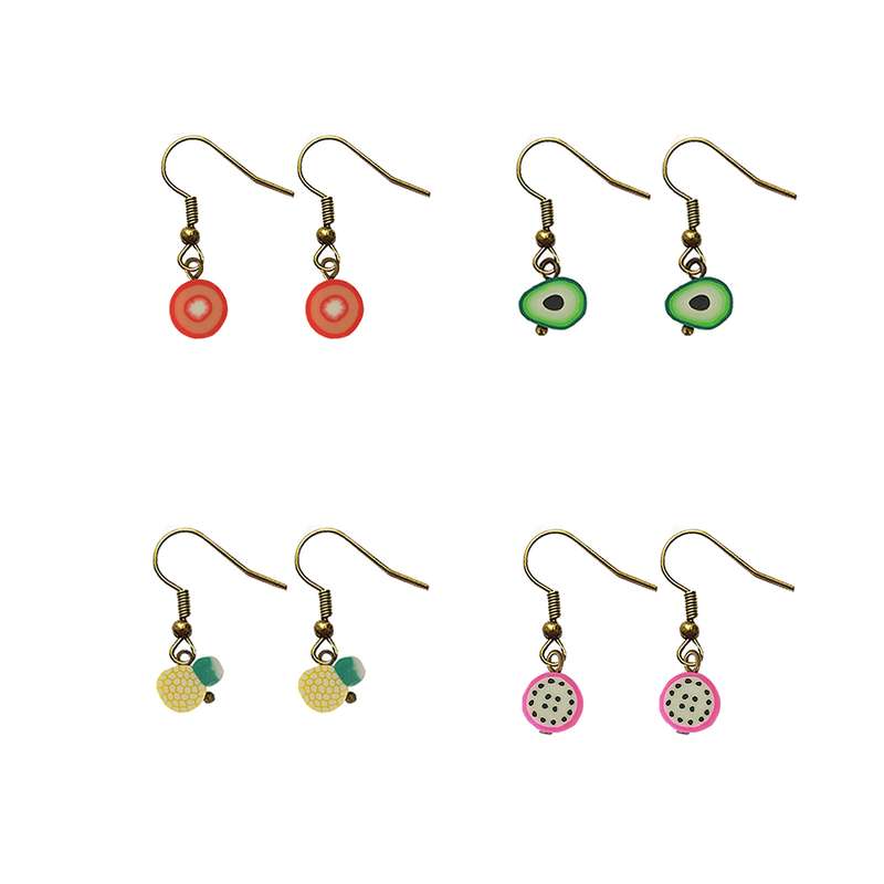 گوشواره دخترانه مدل میوه ها 1 بسته چهار عددی گوشواره دخترانه مدل میوه ها 1 بسته چهار عددی