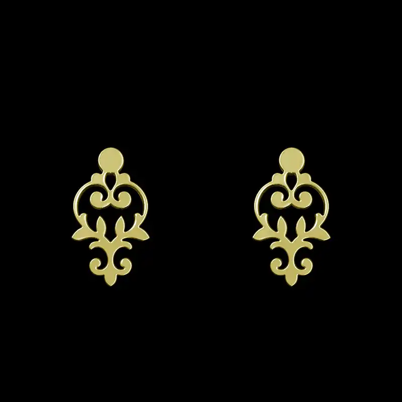 گوشواره طلا 18 عیار زنانه مدوپد مدل اسلیمی کد GA1-15287