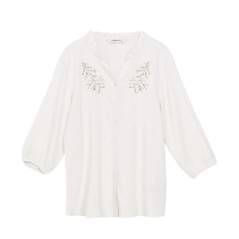 شومیز آستین سه ربع یقه هفت زنانه ال سی وایکیکی مدل Emb876