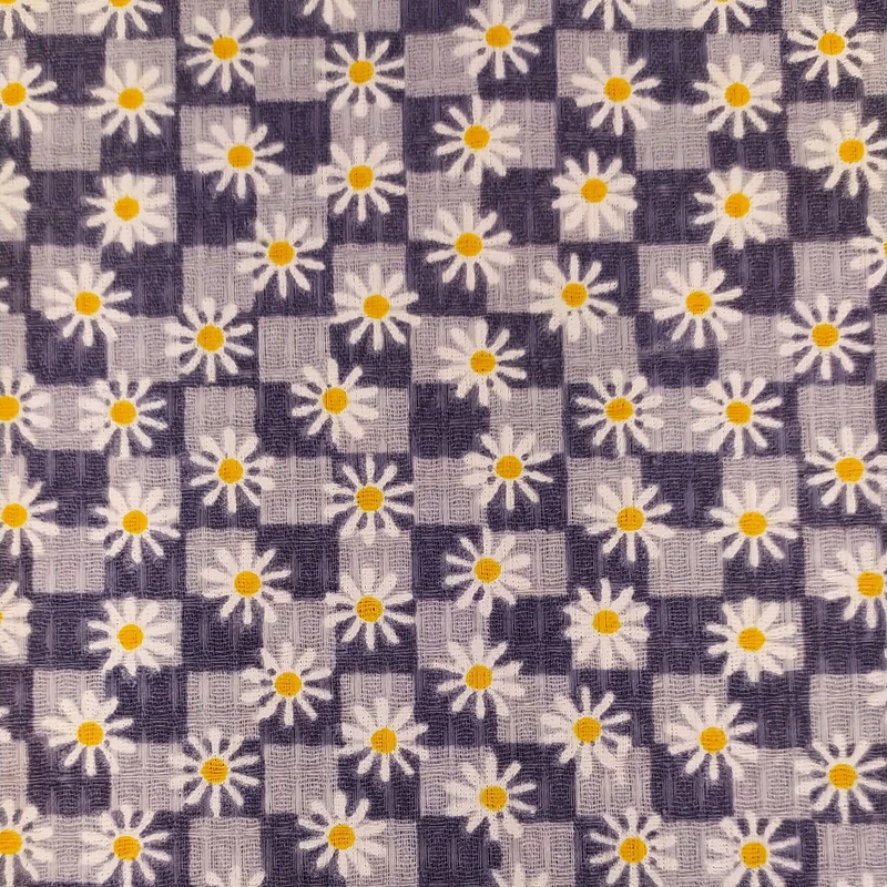 پارچه آشپزخانه عرض 1.4 متر صنایع نساجی گلچهر مدل بابونه رنگ طوسی