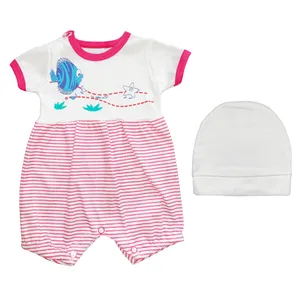 ست سرهمی و کلاه نوزادی دخترانه طرح ماهی کد FF-066