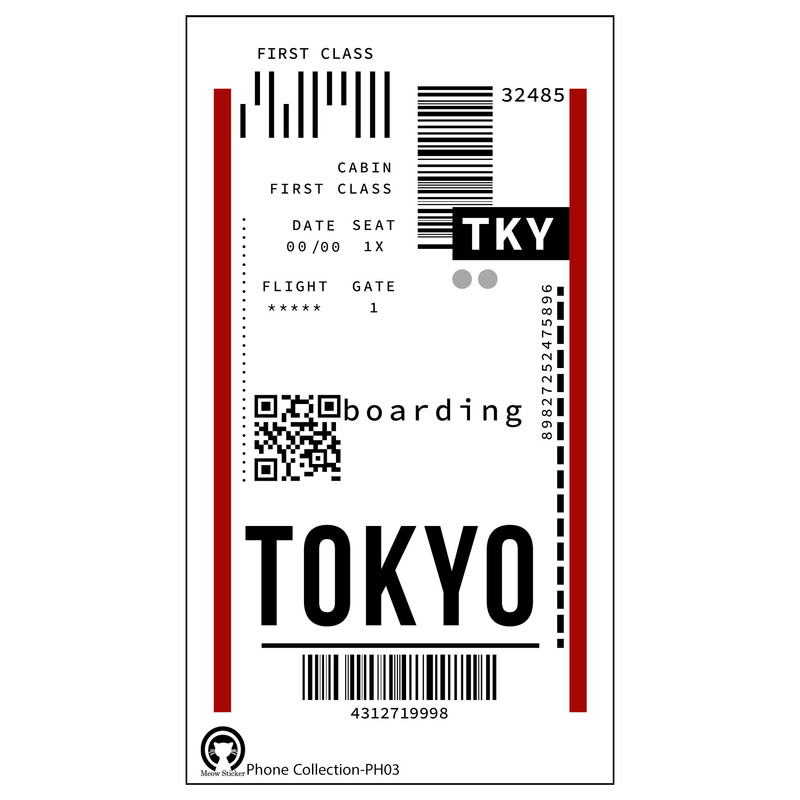 برچسب تزئینی موبایل و تبلت مدل تیکت توکیو- کد PH03