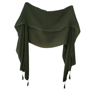 شال زنانه مدل نخی پلیسه منگوله دار