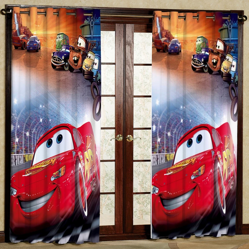 پرده مدل ماشین ها مخمل پانچی کد 4325R سایز 200x140 سانتی متر