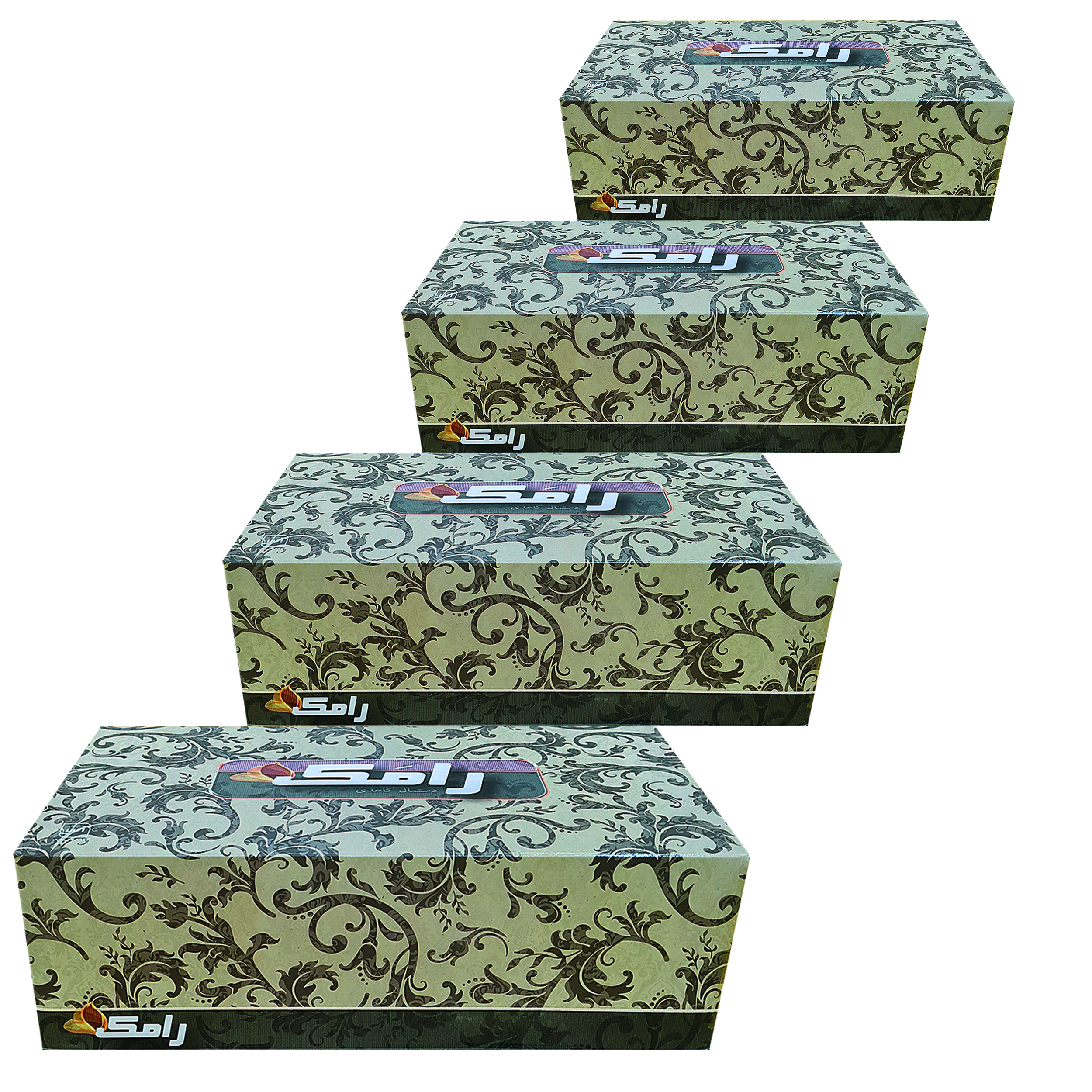 دستمال کاغذی 300 برگ رامک مدل جعبه ایی مجموعه 4 عددی