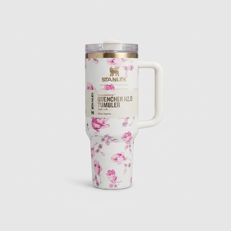 تراول ماگ  مدل دسته دار گل دار کد QUENCHER H20 TUMBLER گنجایش 1.180 لیتر