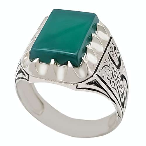 انگشتر نقره مردانه مدل عقیق یا علی کد VA4627