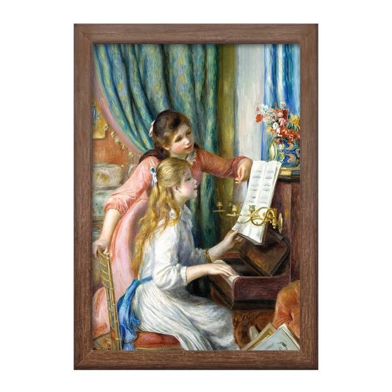 تابلو خندالو طرح نقاشی دختران جوان در کنار پیانو اثر پیر آگوست رنوآر کد F12205