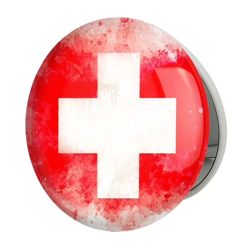 آینه جیبی خندالو طرح پرچم سوئیس مدل تاشو کد 20428 