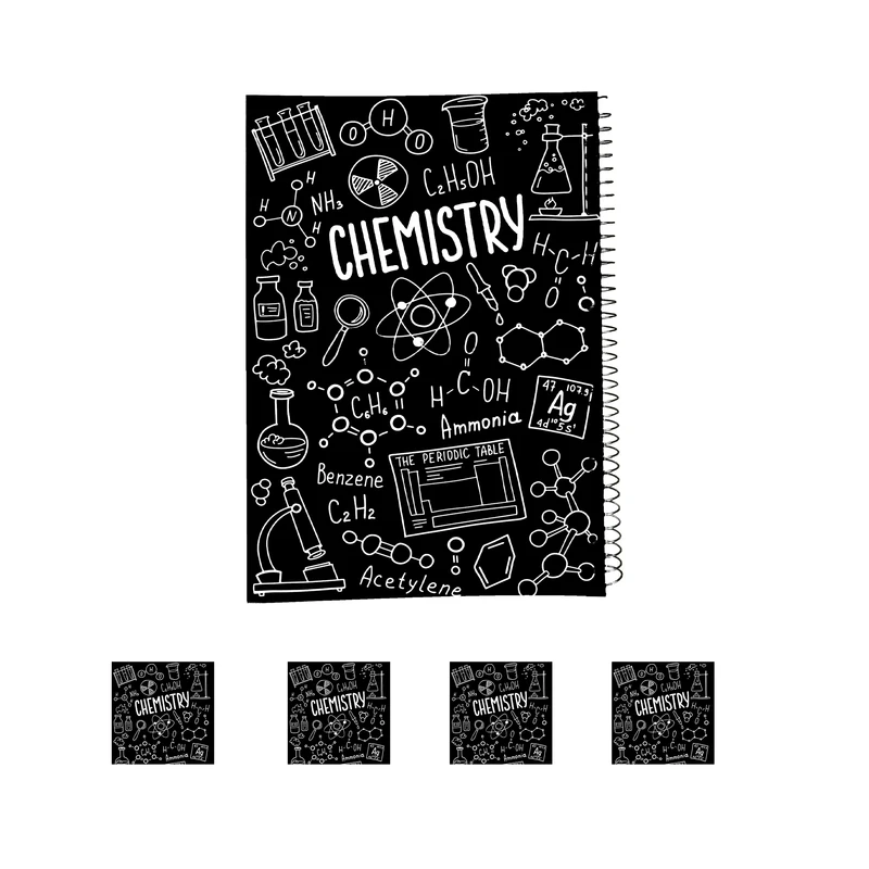 دفتر مشق 100 برگ مدل شیمی کد Chemistry به همراه برچسب - مجموعه 5 عددی