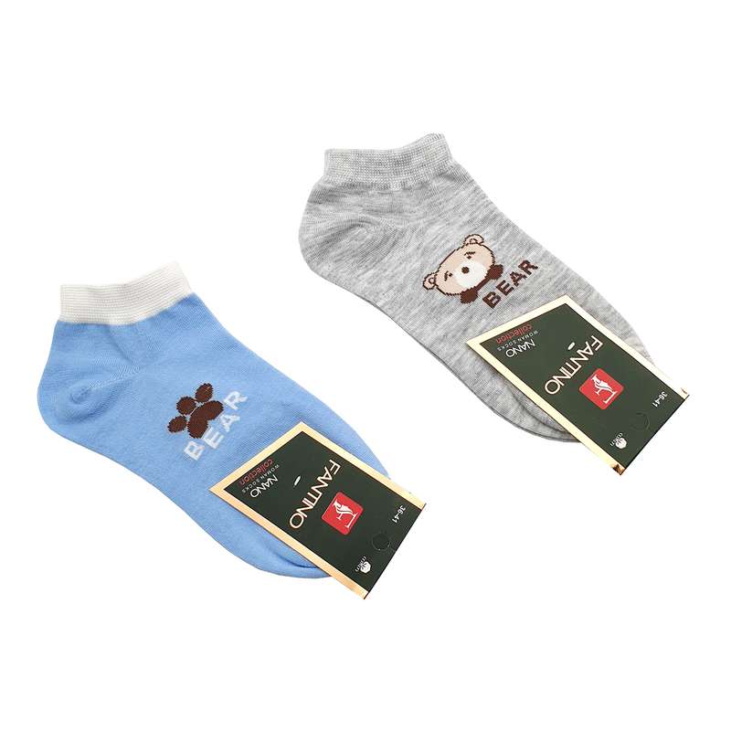 جوراب دخترانه مدل خرس کد JB138 مجموعه 2 عددی