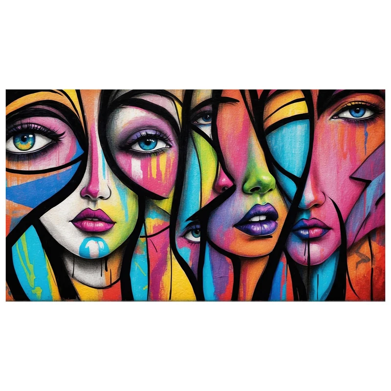 فرش پارچه‌ای مدل فرشینه طرح کوبیسم رنگارنگ کد AR3060716