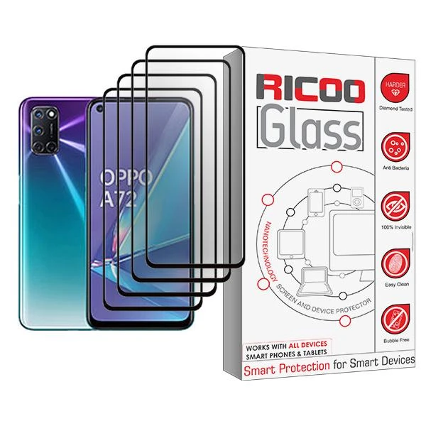 محافظ صفحه نمایش ریکو مدل Ricoo Glass MIX004 مناسب برای گوشی موبایل اوپو A72 بسته چهار عددی