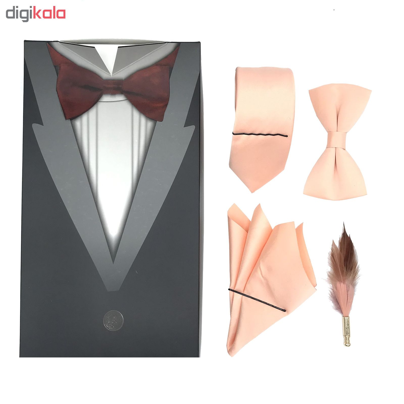 ست کراوات و پاپیون و دستمال جیب و گل کت مردانه مدل KPDG-1002 -  - 12