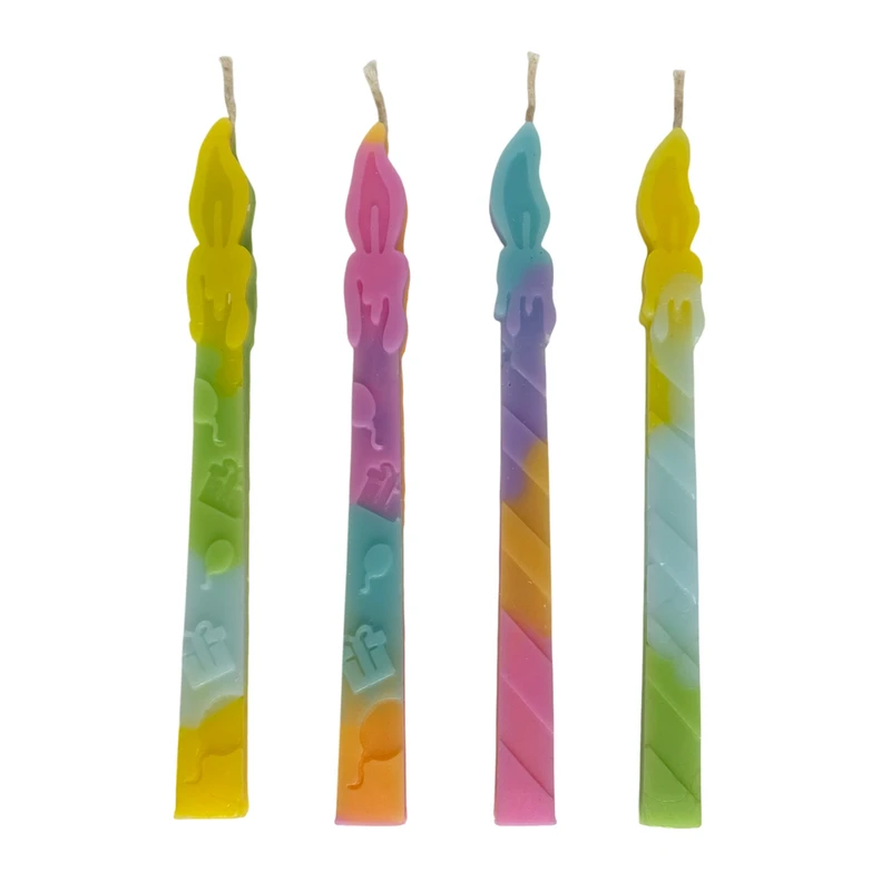 شمع تولد بدون بو مدل فانتزی زمان اتمام 20 ساعت مجموعه 4 عددی