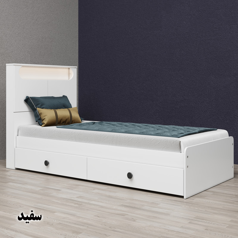 تخت خواب یک نفره وینه چوب مدل آرتا سایز 90x200 سانتی متر
