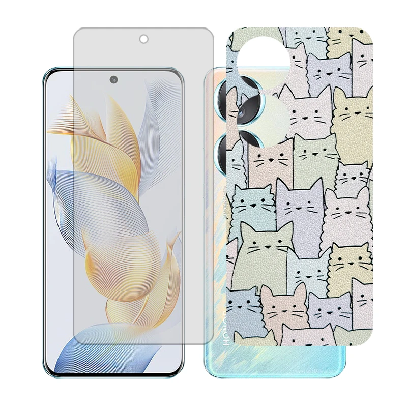 محافظ صفحه نمایش شفاف گلس مدل Together مناسب برای گوشی موبایل آنر 90 به همراه برچسب پوششی پشت گوشی