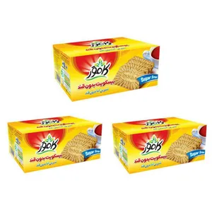 بیسکویت رژیمی با ارد گندم و تزئین کنجد بدون قند کامور - 360 گرم بسته 3 عددی