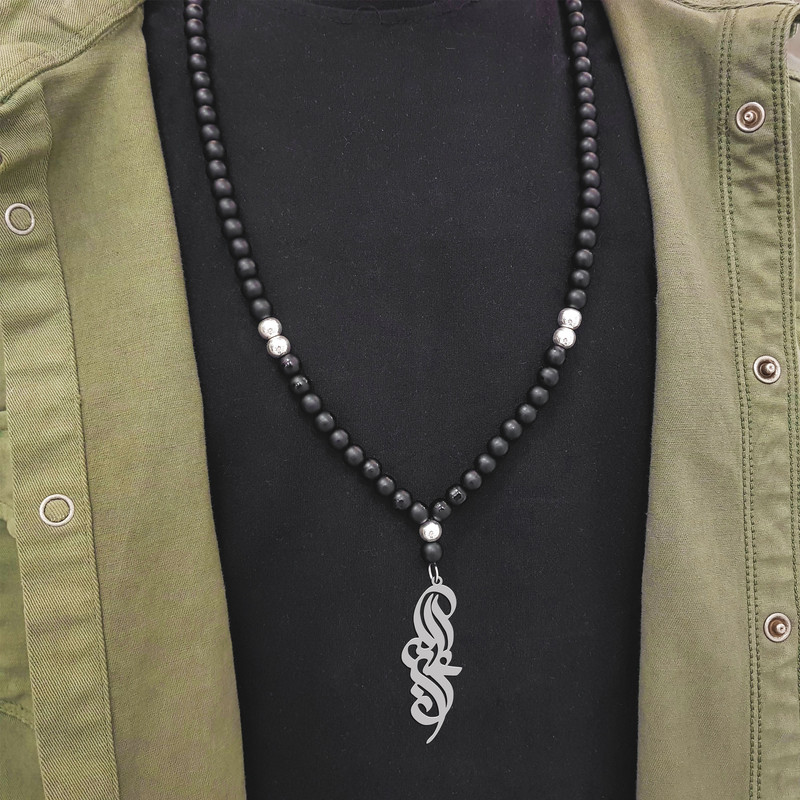 گردنبند نقره مردانه ترمه ۱ مدل علی اکبر کد ma 1118