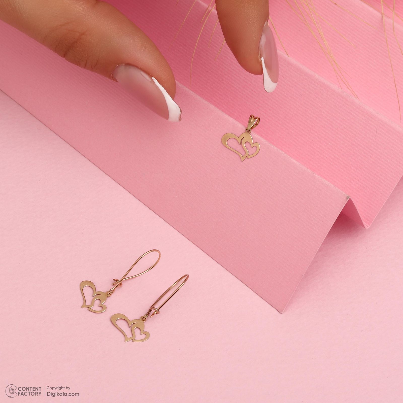 نیم ست طلا 18 عیار زنانه حافا گلد مدل قلب کد nim20 -  - 4