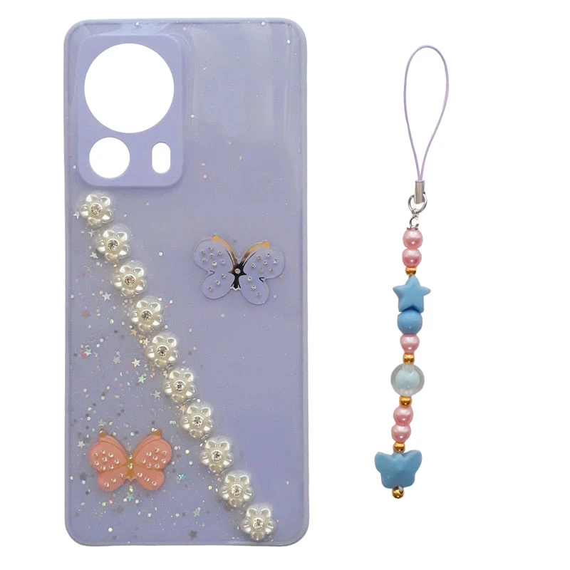 کاور طرح گل مدل پروانه کد A11149 مناسب برای گوشی موبایل شیائومی Mi 13 Lite به همراه بندآویز